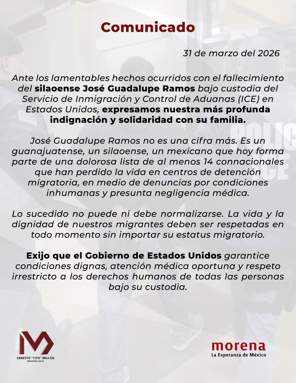 MUERE SILAOENSE EN MANOS DEL ICE EN ESTADOS UNIDOS.